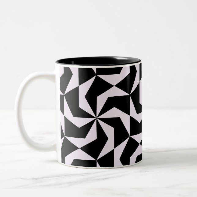 Sömlös svart och Rosa Abstrakt Geometric Hexagon Två-Tonad Mugg (Vänster)