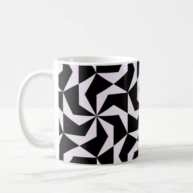 Sömlös svart och rosa abstrakt geometrisk hexagon kaffemugg (Vänster)