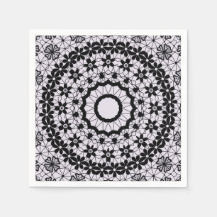 Sömlös svart snöre lacy retro dekoratromantisk pappersservett
