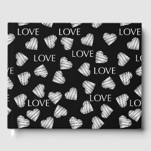 Sömlös svartvit mörk i KÄRLEK Valentines day Gästböcker