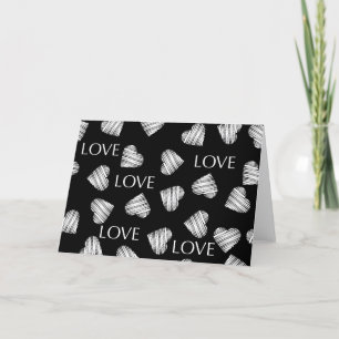 Sömlös svartvit mörk i KÄRLEK Valentines day Helgkort