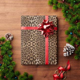 Sömlös Symmetrisk Leopard Djurmönster Presentpapper