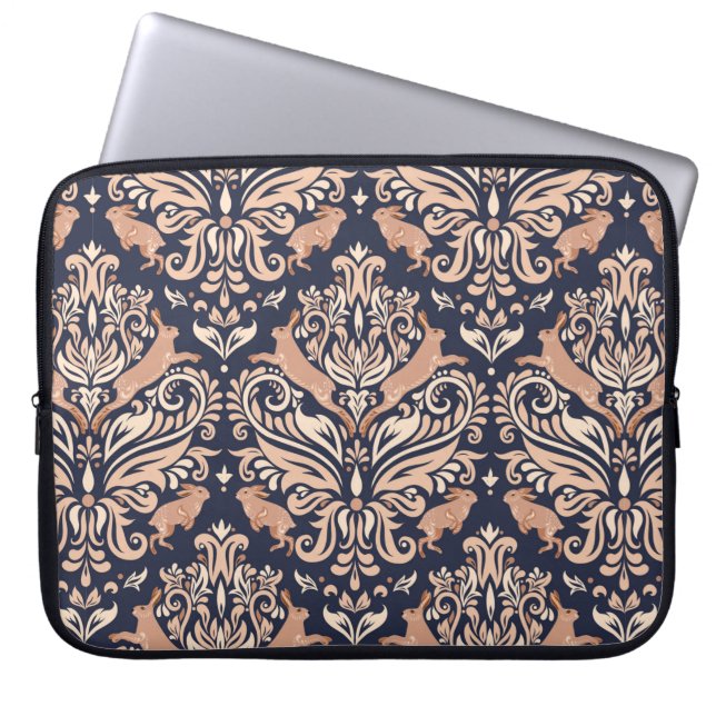 Sömlös symmetrisk mönster i Damasken stil.  Laptop Fodral (Framsidan)
