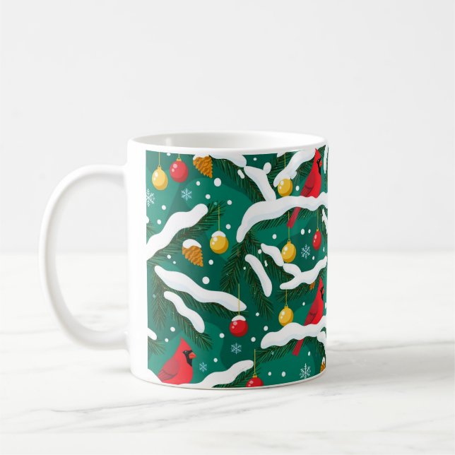 Sömlös tallskogs julmönster kaffemugg (Vänster)