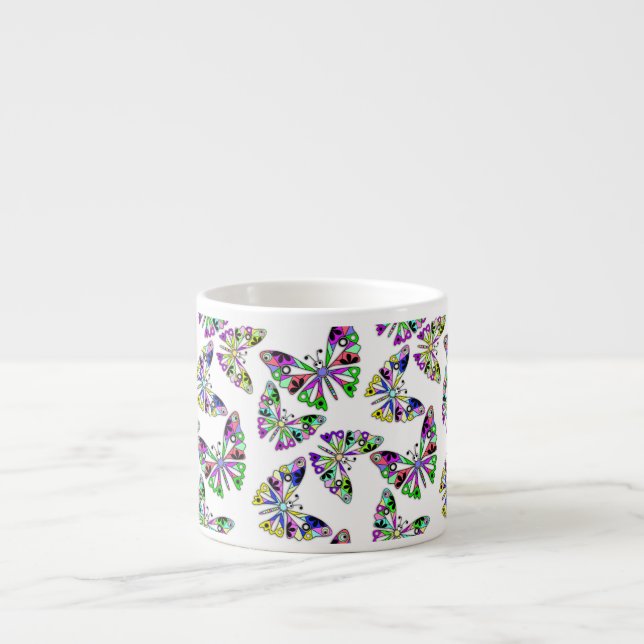 Sömlös tecknad söt roligt-barn abstrakt buttefly p espressomugg (Framsidan)