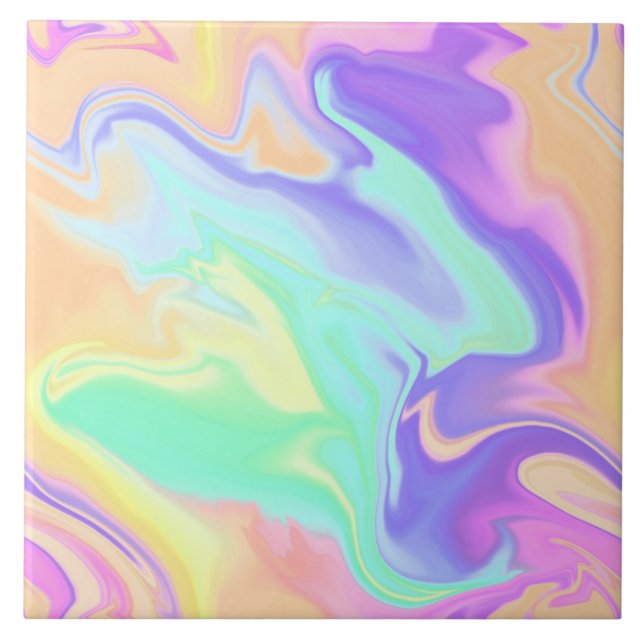 Sömlös Tie Dye Swirl Marble Retro Groovy Kakelplatta (Framsidan)