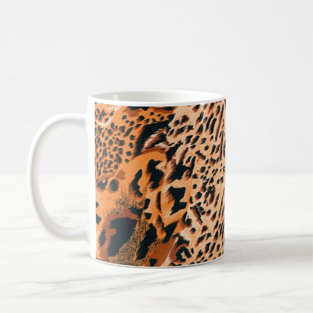 Sömlös tiger, leopard och jaguar. Sömlös textning Kaffemugg (Vänster)