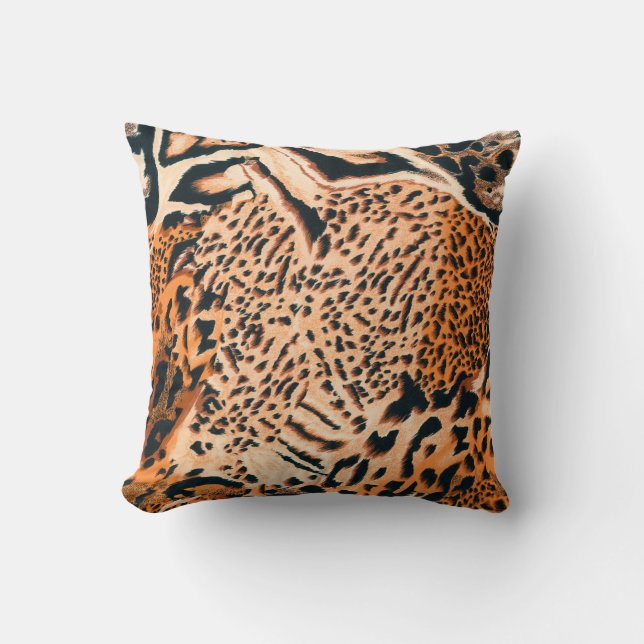 Sömlös tiger, leopard och jaguar. Sömlös textning Kudde (Framsida)