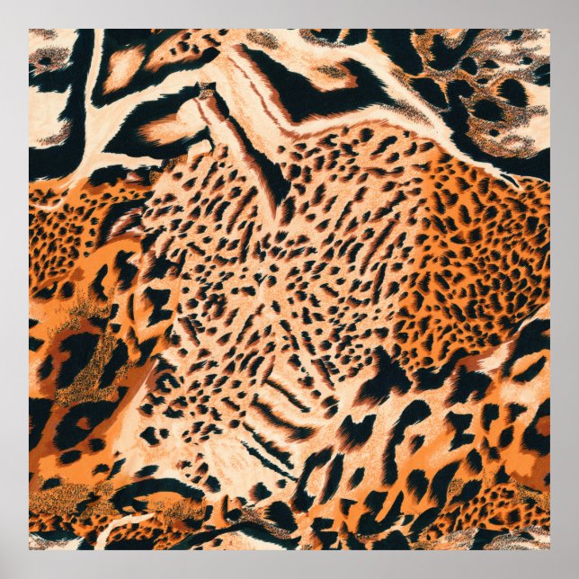Sömlös tiger, leopard och jaguar. Sömlös textning Poster (Framsidan)