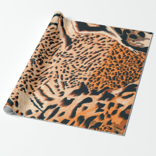 Sömlös tiger, leopard och jaguar. Sömlös textning Presentpapper