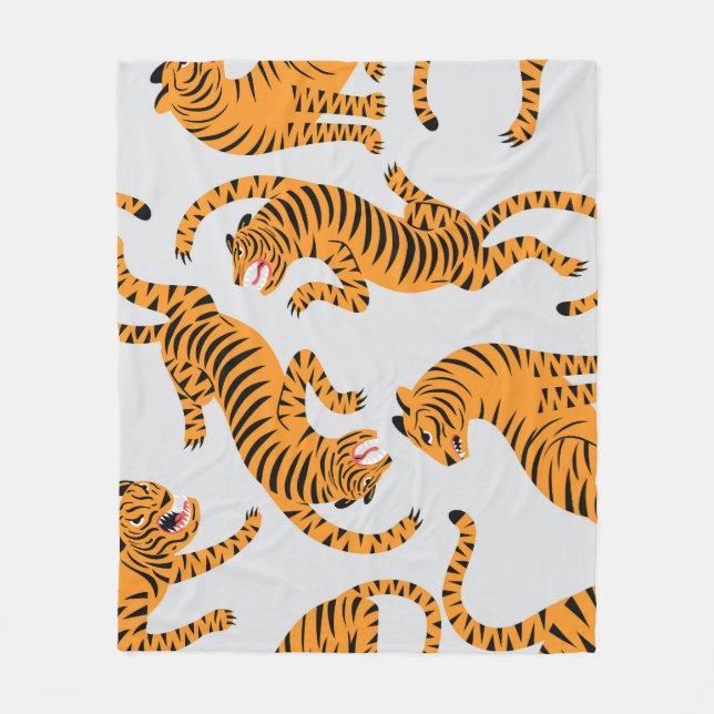 Sömlös tiger mönster, viltlevande tema. fleecefilt (Framsidan)