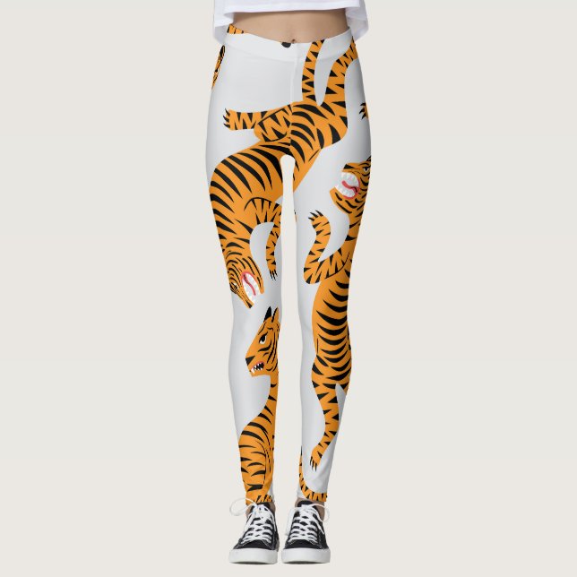 Sömlös tiger mönster, viltlevande tema. leggings (Framsida)