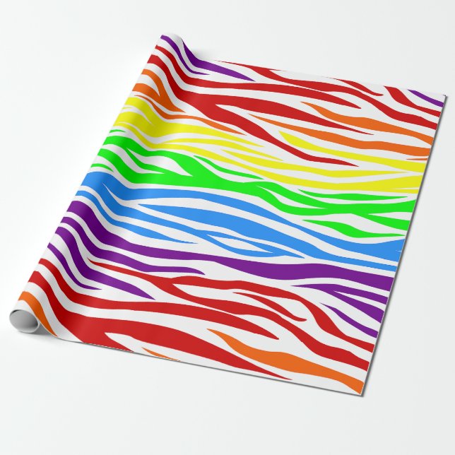 Sömlös Tiger Rainbow djurtryck Presentpapper (Utrullad)