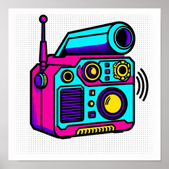 Sömlös Tiling Pop Art Block Tyg och Förpackning  Poster (Framsidan)