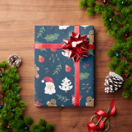 Sömlös Tomte Och Juldekorationer Presentpapper