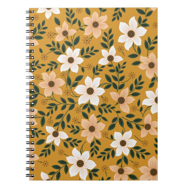 Sömlös traditionell blomma mönster på samlingsplat anteckningsbok (Framsidan)