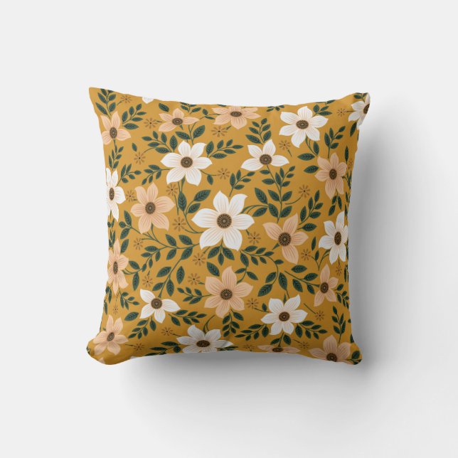 Sömlös traditionell blomma mönster på samlingsplat kudde (Framsida)