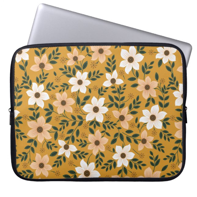 Sömlös traditionell blomma mönster på samlingsplat laptop fodral (Framsidan)