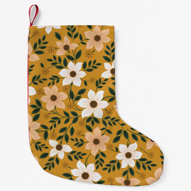 Sömlös traditionell blomma mönster på samlingsplat liten julstrumpa (Framsidan)