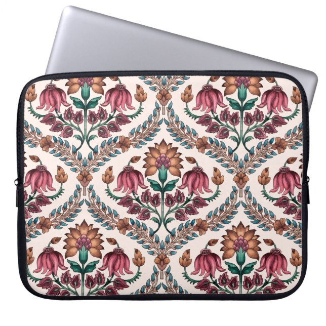 Sömlös, traditionell höggläns,mönster,blommigt,flö laptop fodral (Framsidan)