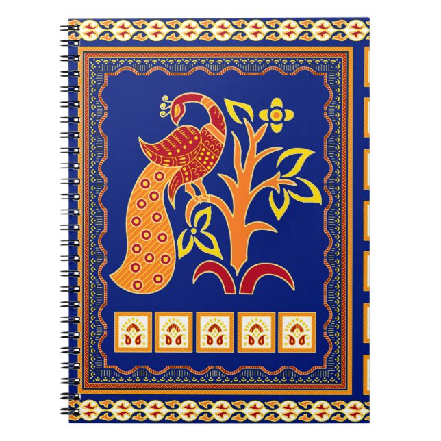 Sömlös traditionell indian gräns med friboskap anteckningsbok (Framsidan)