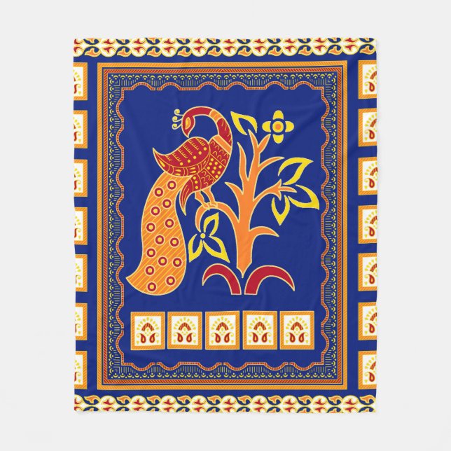 Sömlös traditionell indian gräns med friboskap fleecefilt (Framsidan)