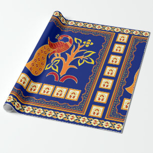 Sömlös traditionell indian gräns med friboskap presentpapper