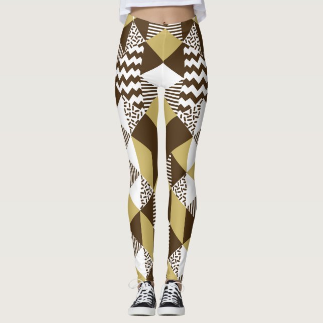 Sömlös triangel: geometrisk guld mode. leggings (Framsida)