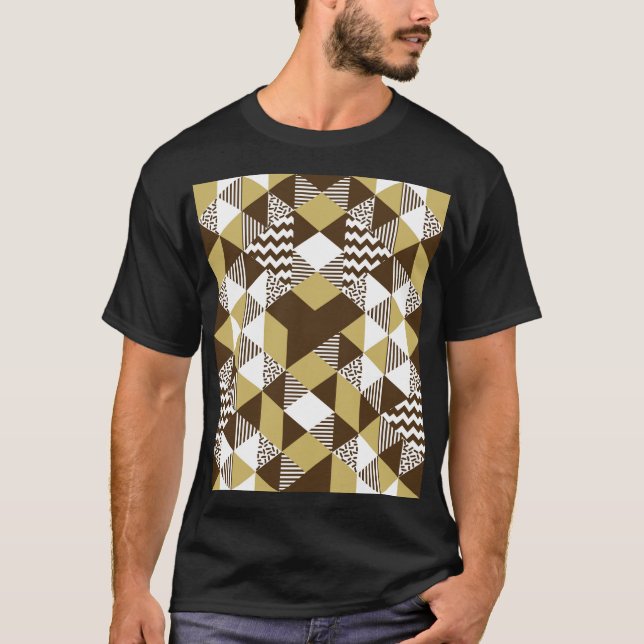 Sömlös triangel: geometrisk guld mode. t shirt (Framsida)