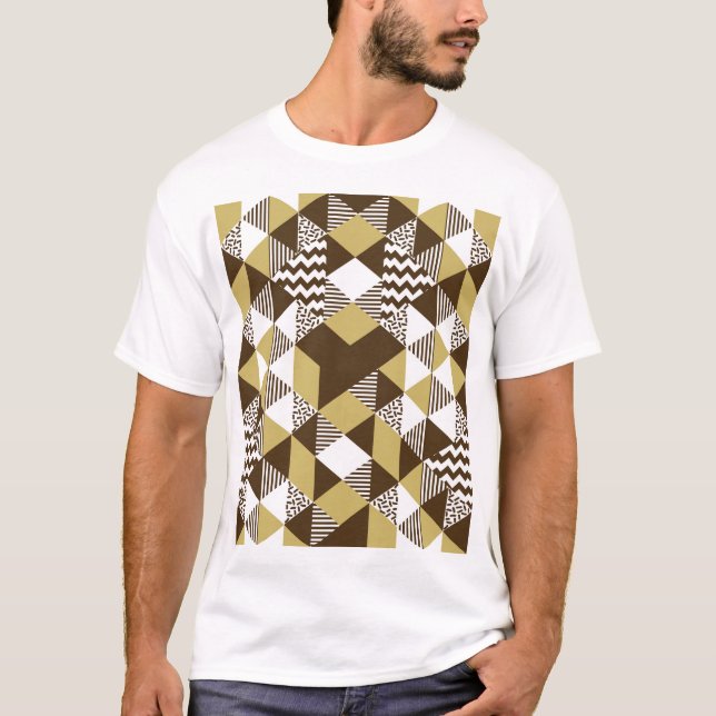 Sömlös triangel: geometrisk guld mode. t shirt (Framsida)