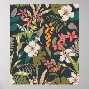 Sömlös tropisk blomma mönster, bakgrund poster