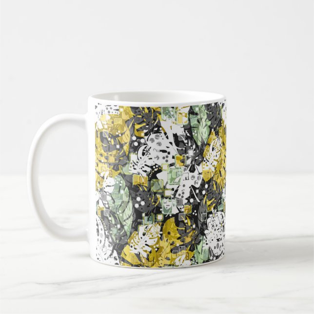 Sömlös tropisk djungel exotiska blad abstrakt bl kaffemugg (Vänster)