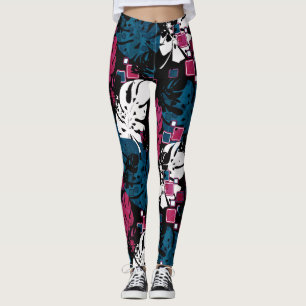 Sömlös tropisk djungel lämnar vid handflatan vid M Leggings