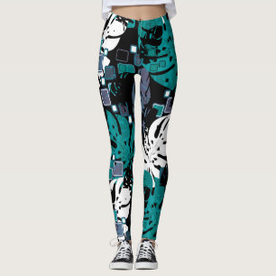 Sömlös tropisk djungel lämnar vid handflatan vid M Leggings