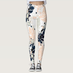 Sömlös tropisk djungel lämnar vid handflatan vid M Leggings