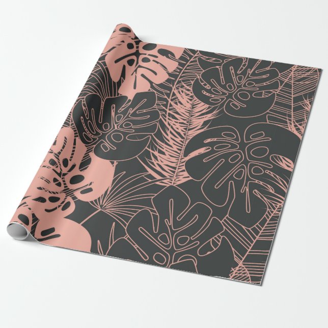 Sömlös tropisk mönster med monstera pal presentpapper (Utrullad)