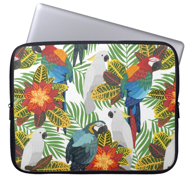 Sömlös tropisk mönster med öglor. laptop fodral (Framsidan)