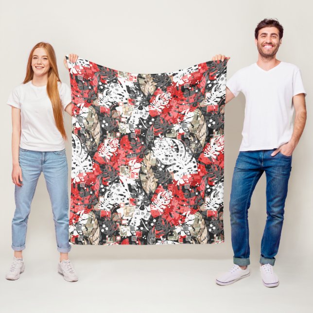 Sömlös tropiska djungel exotic löv monsters bl.a. fleecefilt (På plats)