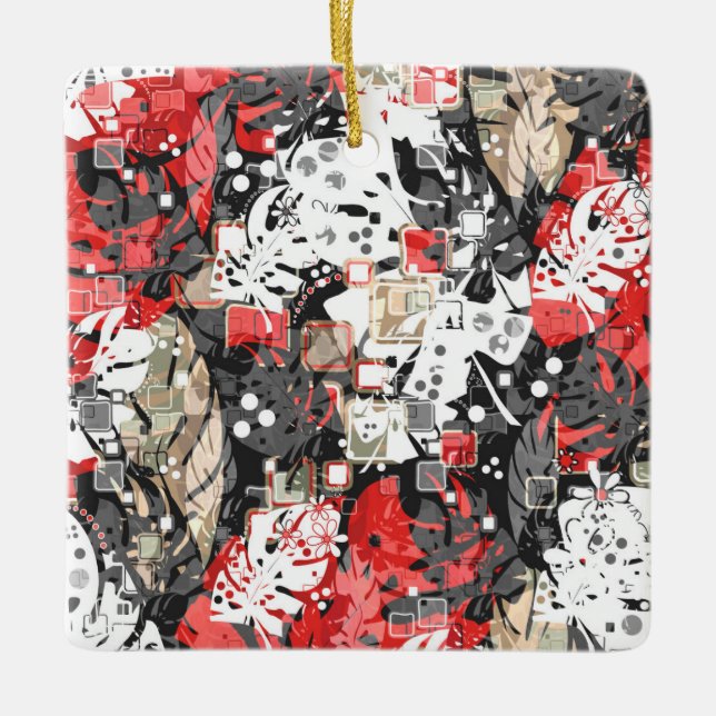 Sömlös tropiska djungel exotic löv monsters bl.a. julgransprydnad keramik (Framsida)