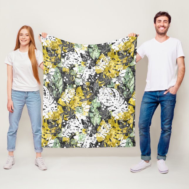 Sömlös tropiska djungel exotiska löv abstrakt bl.a fleecefilt (På plats)