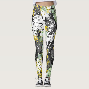 Sömlös tropiska djungel exotiska löv abstrakt bl.a leggings