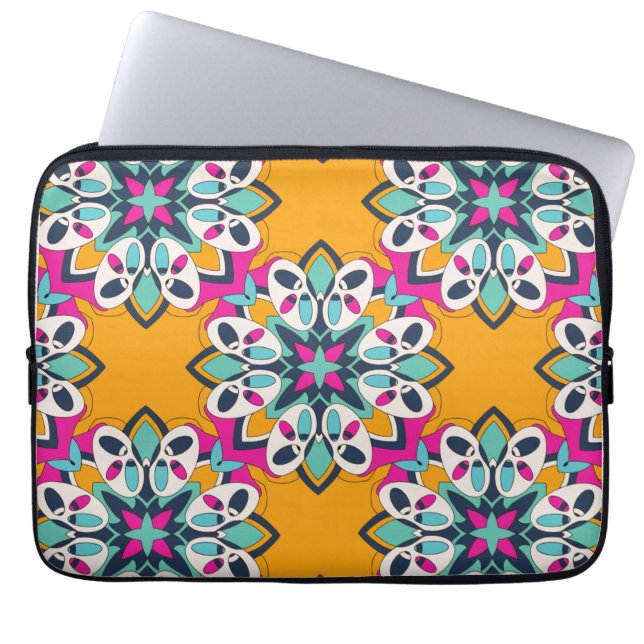 Sömlös turkisk färgad cute laptop fodral (Framsidan)