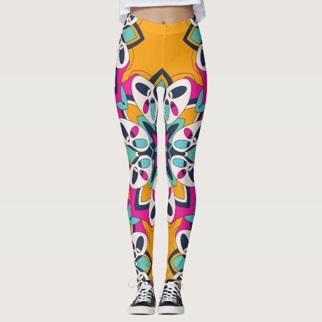 Sömlös turkisk färgad cute leggings (Framsida)