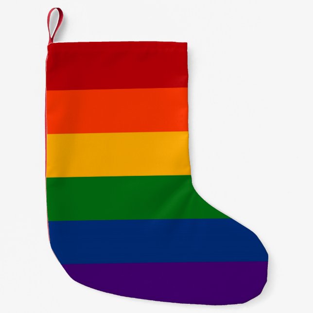 Sömlös upprepad HGBTQ-Pride Regnbåge Flagga Liten Julstrumpa (Framsidan)