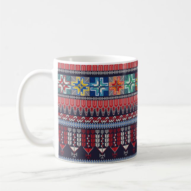 Sömlös utformning av mönster med traditionell Pale Kaffemugg (Vänster)