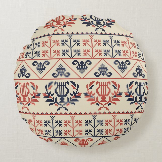 Sömlös utformning av mönster med traditionell Pale Rund Kudde (Framsidan)