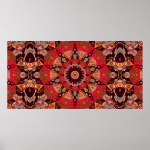 Sömlös utsmyckning med mandala - stjärna, flöde poster
