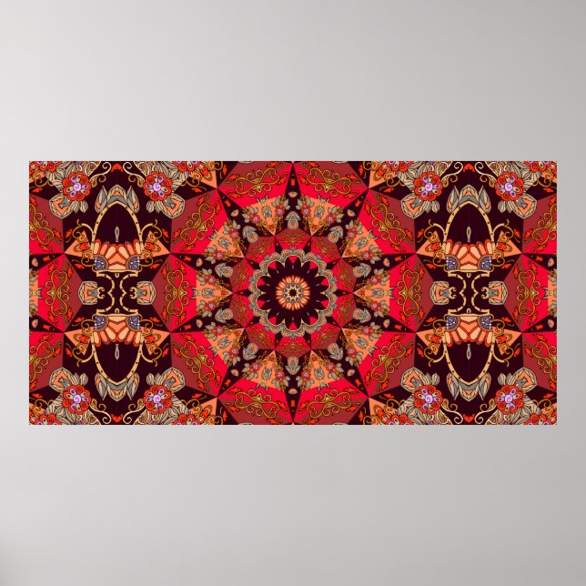 Sömlös utsmyckning med mandala - stjärna, flöde poster (Framsidan)