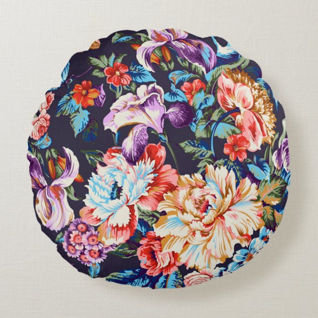 Sömlös, vacker abstrakt, färglös vattenfärg di rund kudde (Framsidan)