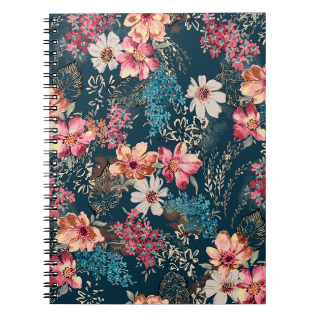 Sömlös, vacker abstrakt, vattenfärgad fl anteckningsbok (Framsidan)